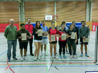 Herreneinzel A, Herreneinzel B, Dameneinzel A.