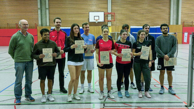 Herreneinzel A, Herreneinzel B, Dameneinzel A.